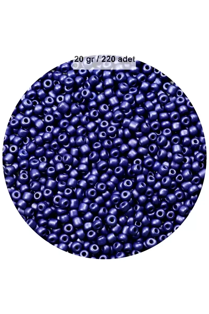 Lacivert Renk 4 mm Yaklaşık 220 adet/20 gram Cam Boncuk Oya Yazma