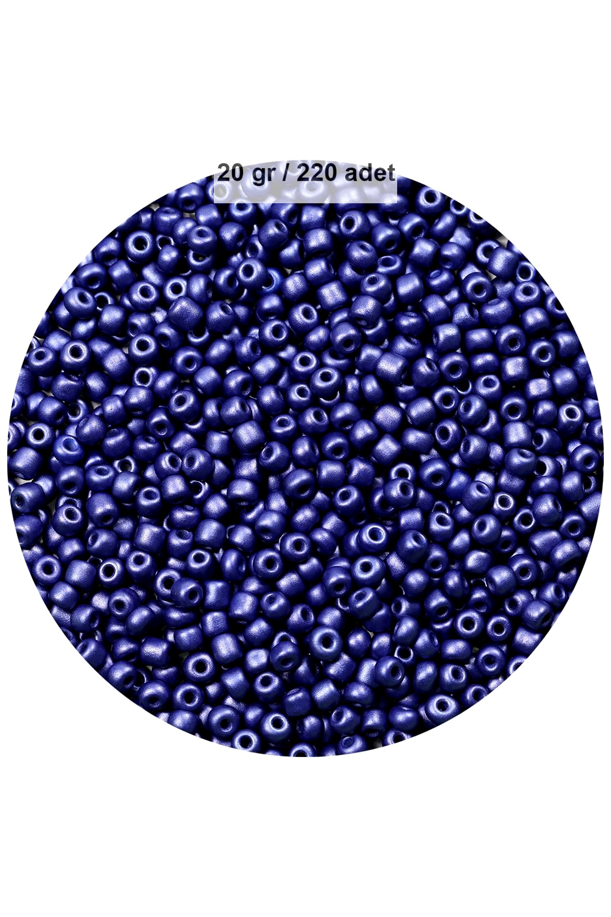 Lacivert Renk 4 mm Yaklaşık 220 adet/20 gram Cam Boncuk Oya Yazma