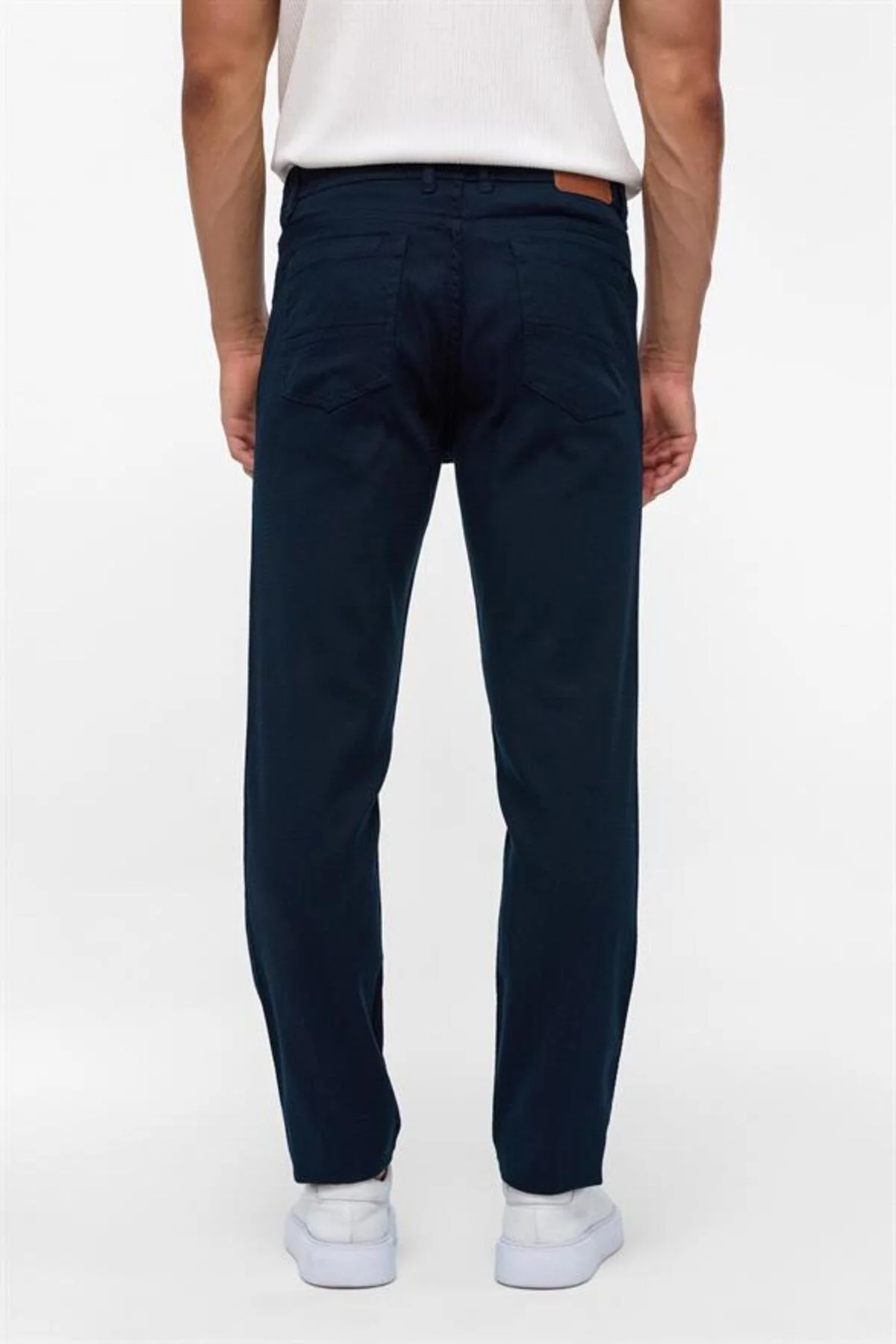 Lacivert Slim Düz Düz Normal Bel Casual Pantolon - Görsel 5