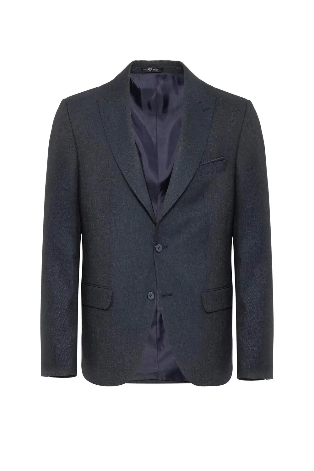 Süvari Lacivert Slim Fit Desenli Sivri Yaka 6 Drop Klasik Takım Elbise