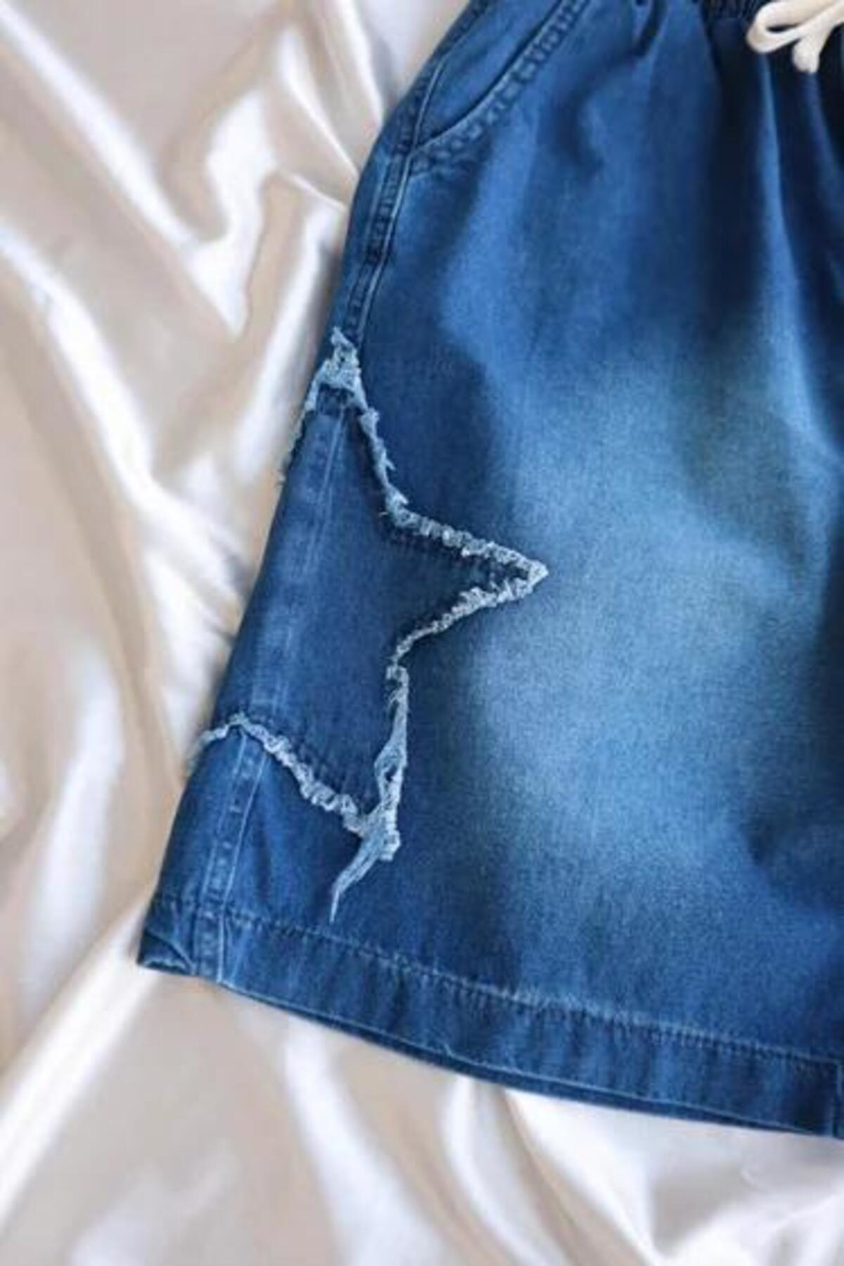 Lacivert Star Streetwear Kot Kısa Şort