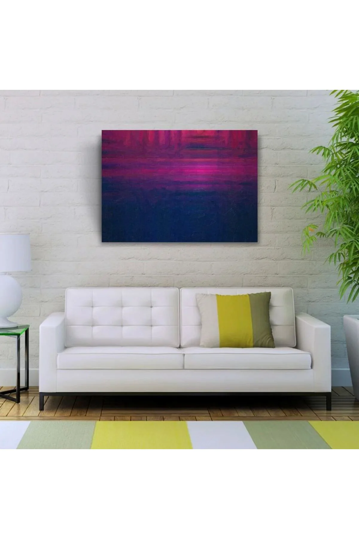Lacivert ve Eflatun Soyut Çalışma Kanvas Tablo 50 x 70
