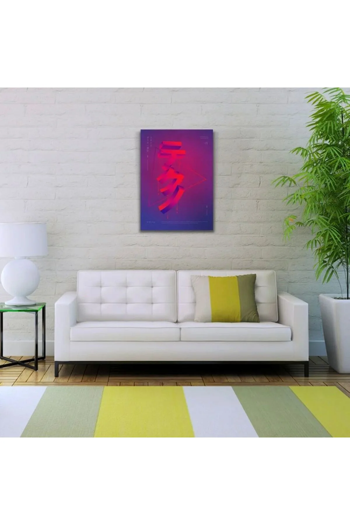 Lacivert ve Kırmızı Renklerde Japonca Poster Kanvas Tablo 50 x 70