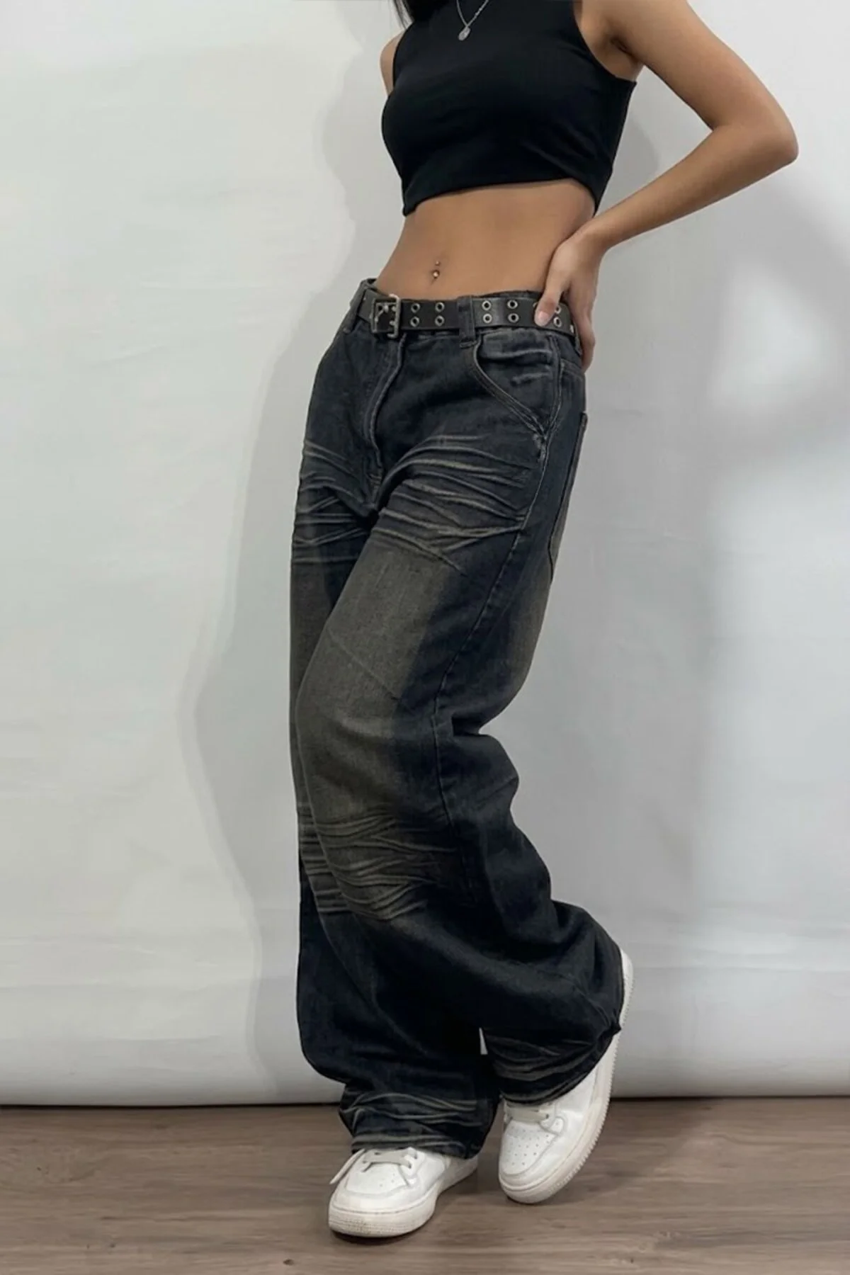 Lacivert Vintage Eskitme Baskılı Streetwear Unisex Baggy Pantolon Lacivert Vintage Eskitme Baskılı Streetwear Unisex Baggy Pantolon