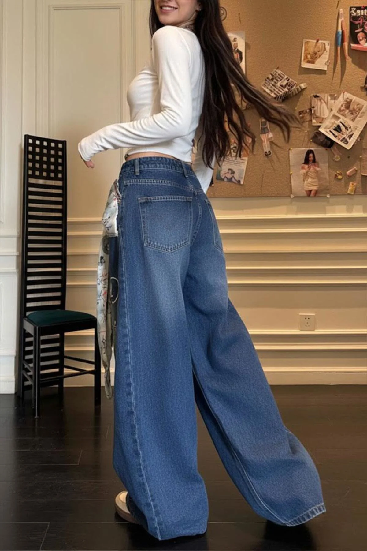Lacivert Vintage Fularlı Tavşan Baskılı Baggy Pantolon Fiyatı, Yorumları ve Özellikleri