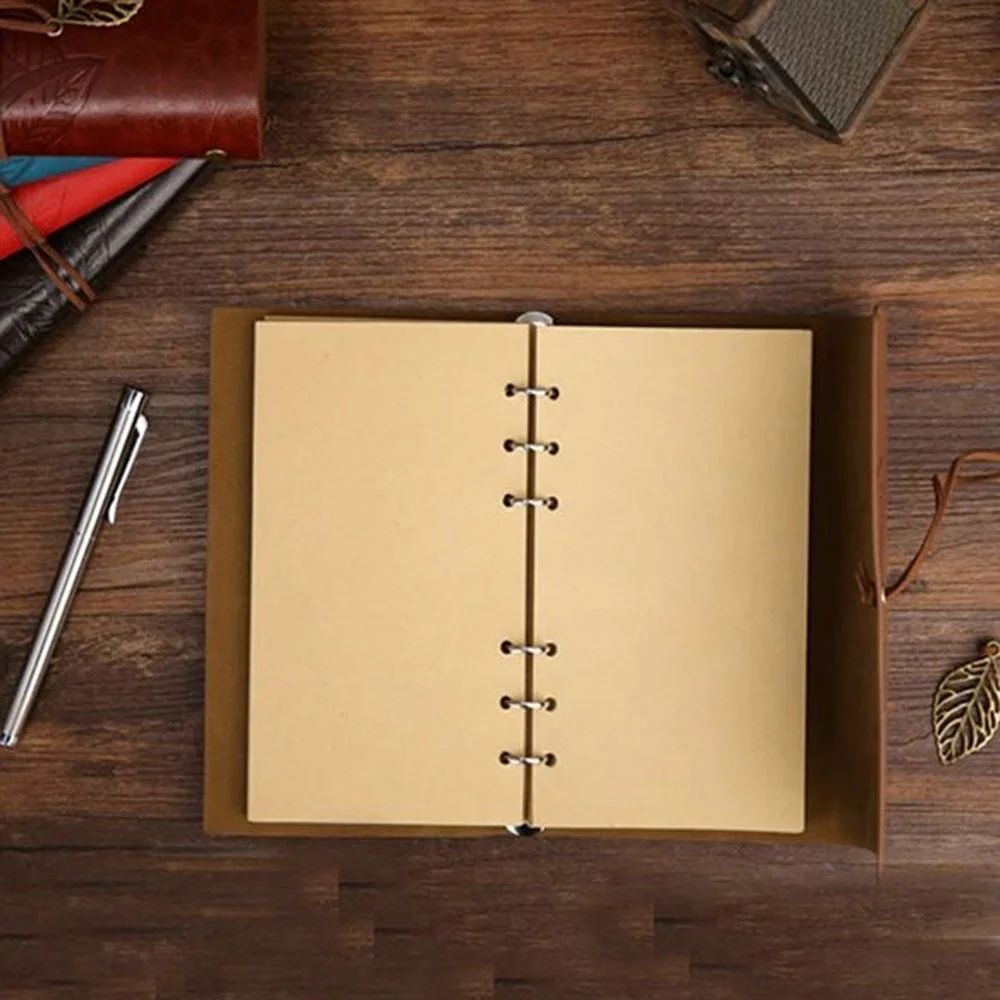 Lacivert Yaprak Desenli Deri Defter