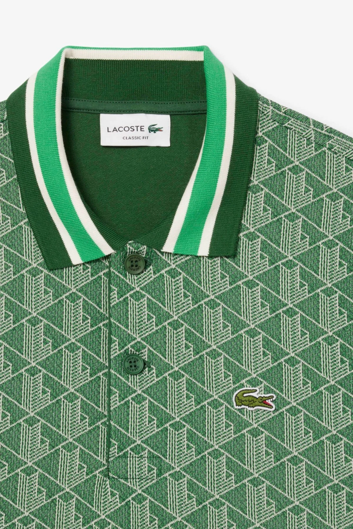 Lacoste Classic Fit Monogram Polo T-shirt Erkek Polo Yaka Tişört Yeşil