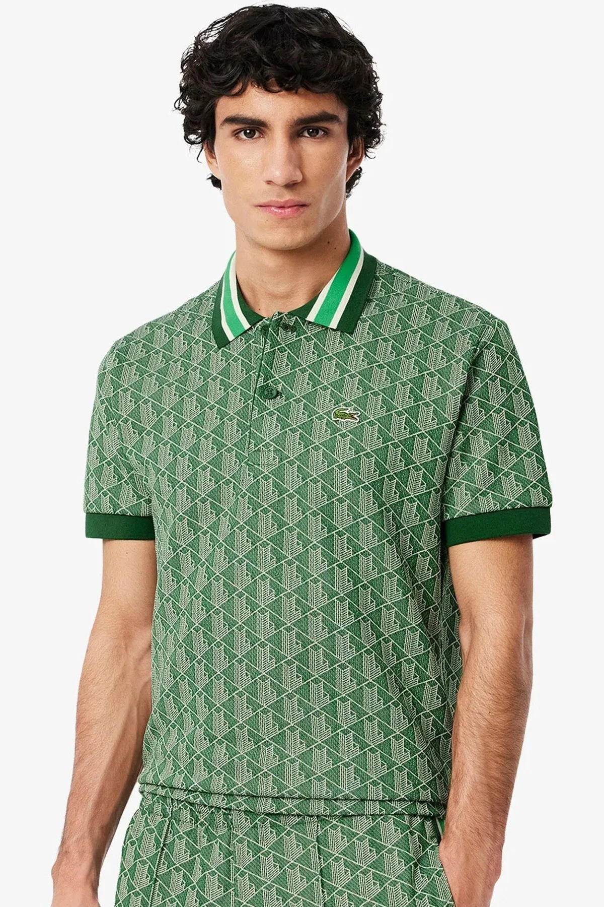 Lacoste Classic Fit Monogram Polo T-shirt Erkek Polo Yaka Tişört Yeşil
