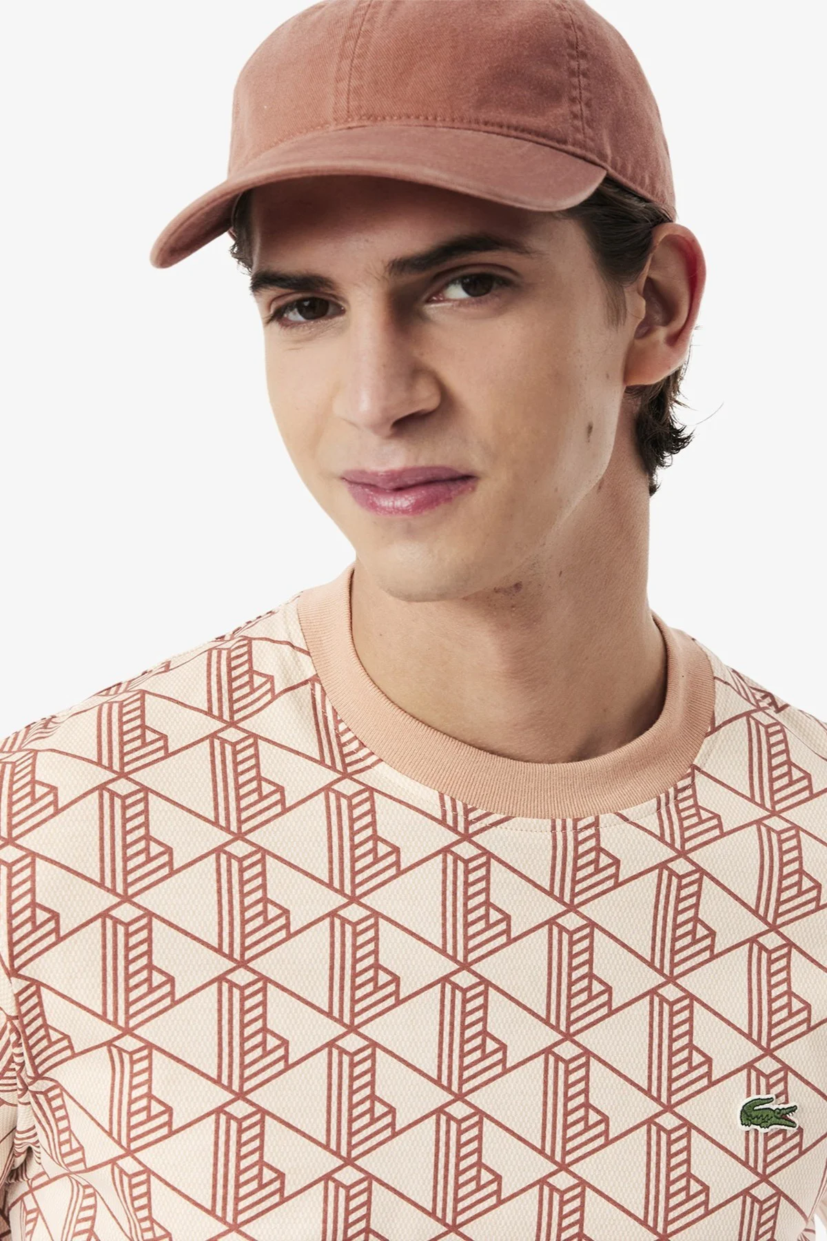 Lacoste Classic Fit Monogram T-shirt Erkek Bisiklet Yaka Tişört Kiremit