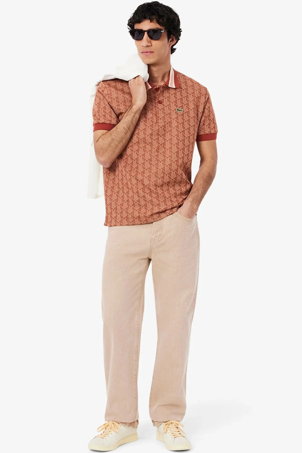 Lacoste Classic Fit Monogram Polo T-shirt Erkek Polo Yaka Tişört Kiremit Lacoste Classic Fit Monogram Polo T-shirt Erkek Polo Yaka Tişört Kiremit