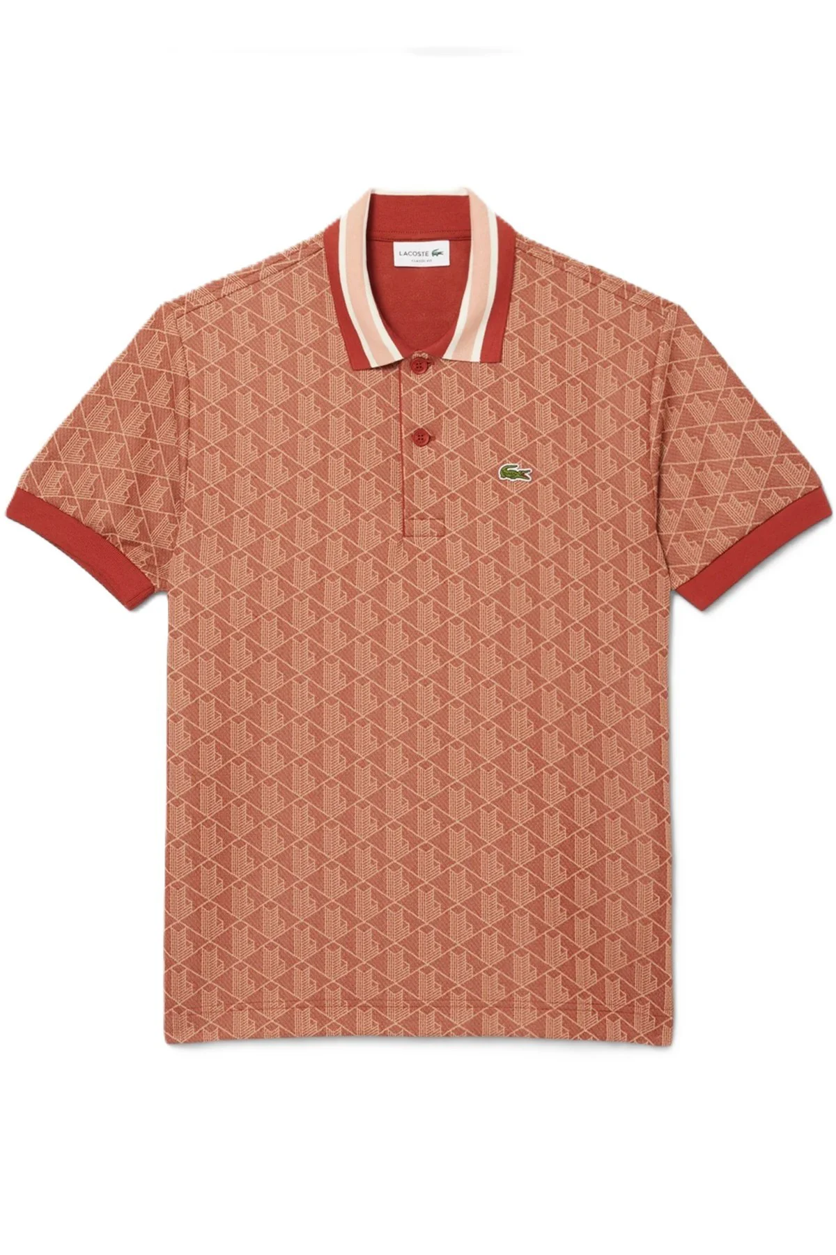 Lacoste Classic Fit Monogram Polo T-shirt Erkek Polo Yaka Tişört Kiremit Lacoste Classic Fit Monogram Polo T-shirt Erkek Polo Yaka Tişört Kiremit