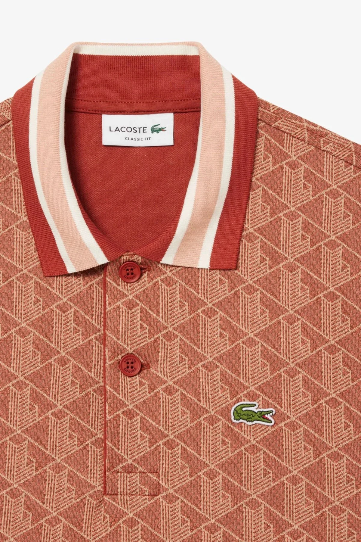 Lacoste Classic Fit Monogram Polo T-shirt Erkek Polo Yaka Tişört Kiremit Lacoste Classic Fit Monogram Polo T-shirt Erkek Polo Yaka Tişört Kiremit