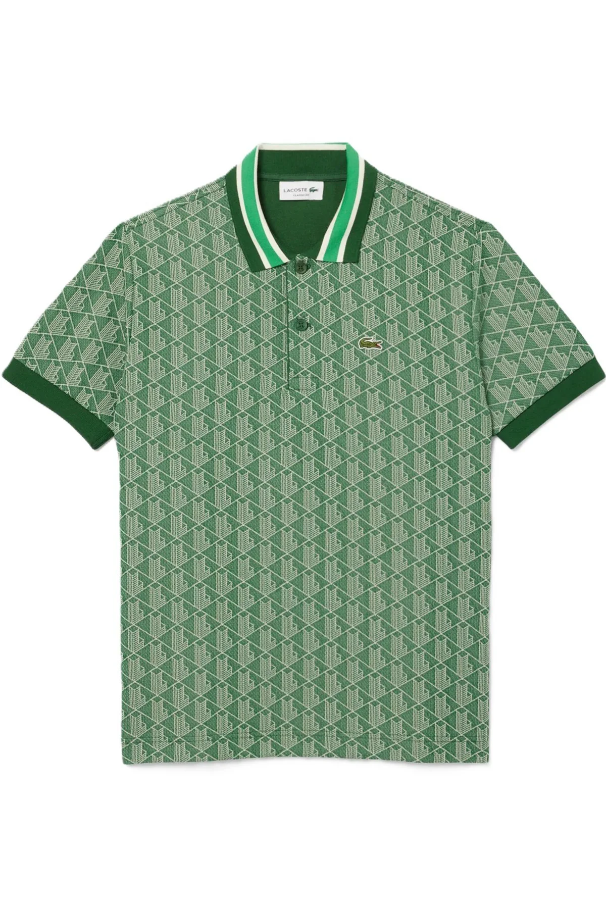 Lacoste Classic Fit Monogram Polo T-shirt Erkek Polo Yaka Tişört Yeşil