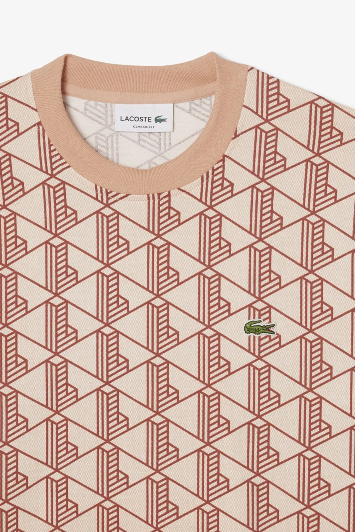 Lacoste Classic Fit Monogram T-shirt Erkek Bisiklet Yaka Tişört Kiremit