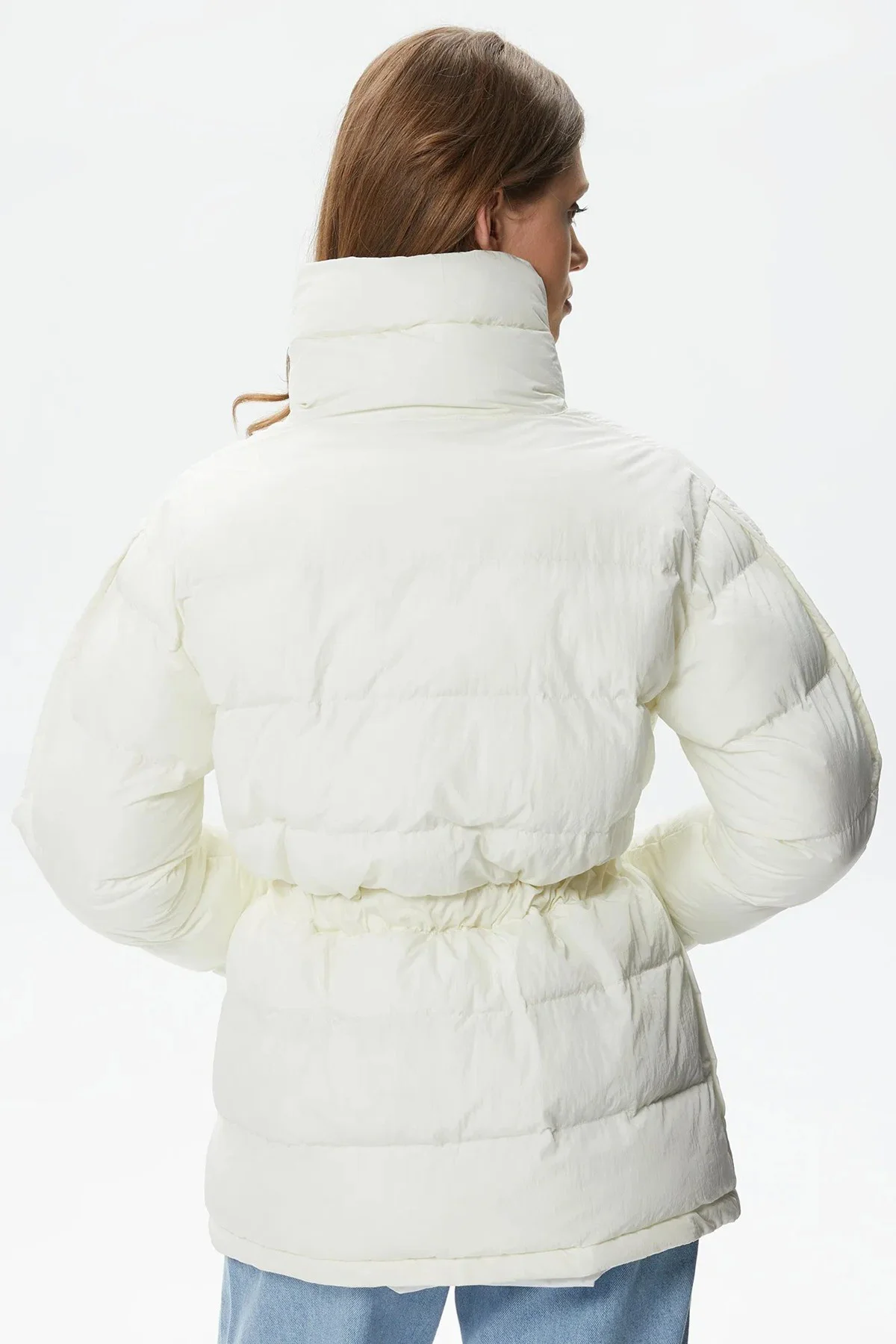 Lacoste Kapitone Syntetic Fill Jacket Dik Yaka Krem Kadın Mont