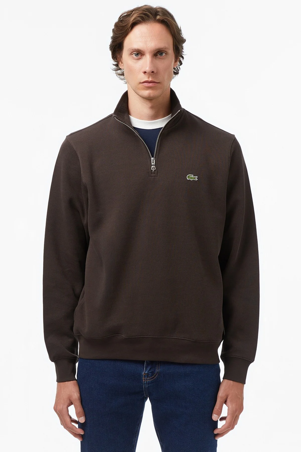 Lacoste Men's Classic Fit Neck Zip Sweatshirt Yarım Fermuarlı Yüksek Yaka Pamuklu Sweatshirt Kahverengi Lacoste Men's Classic Fit Neck Zip Sweatshirt Yarım Fermuarlı Yüksek Yaka Pamuklu Sweatshirt Kahverengi