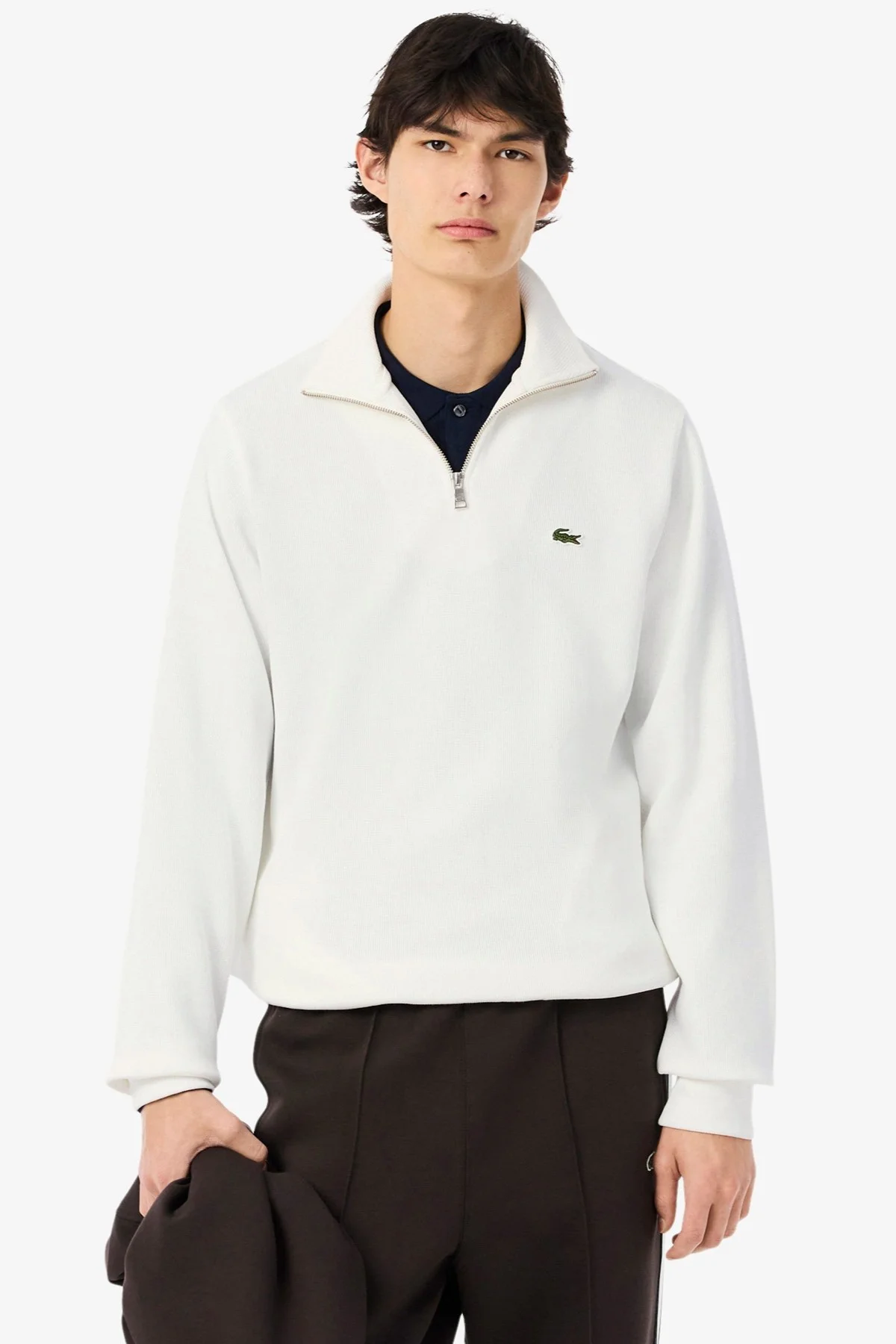 Lacoste Men's Classic Fit Neck Zip Sweatshirt Yarım Fermuarlı Yüksek Yaka Pamuklu Sweatshirt Bej Fiyatı, Yorumları ve Özellikleri