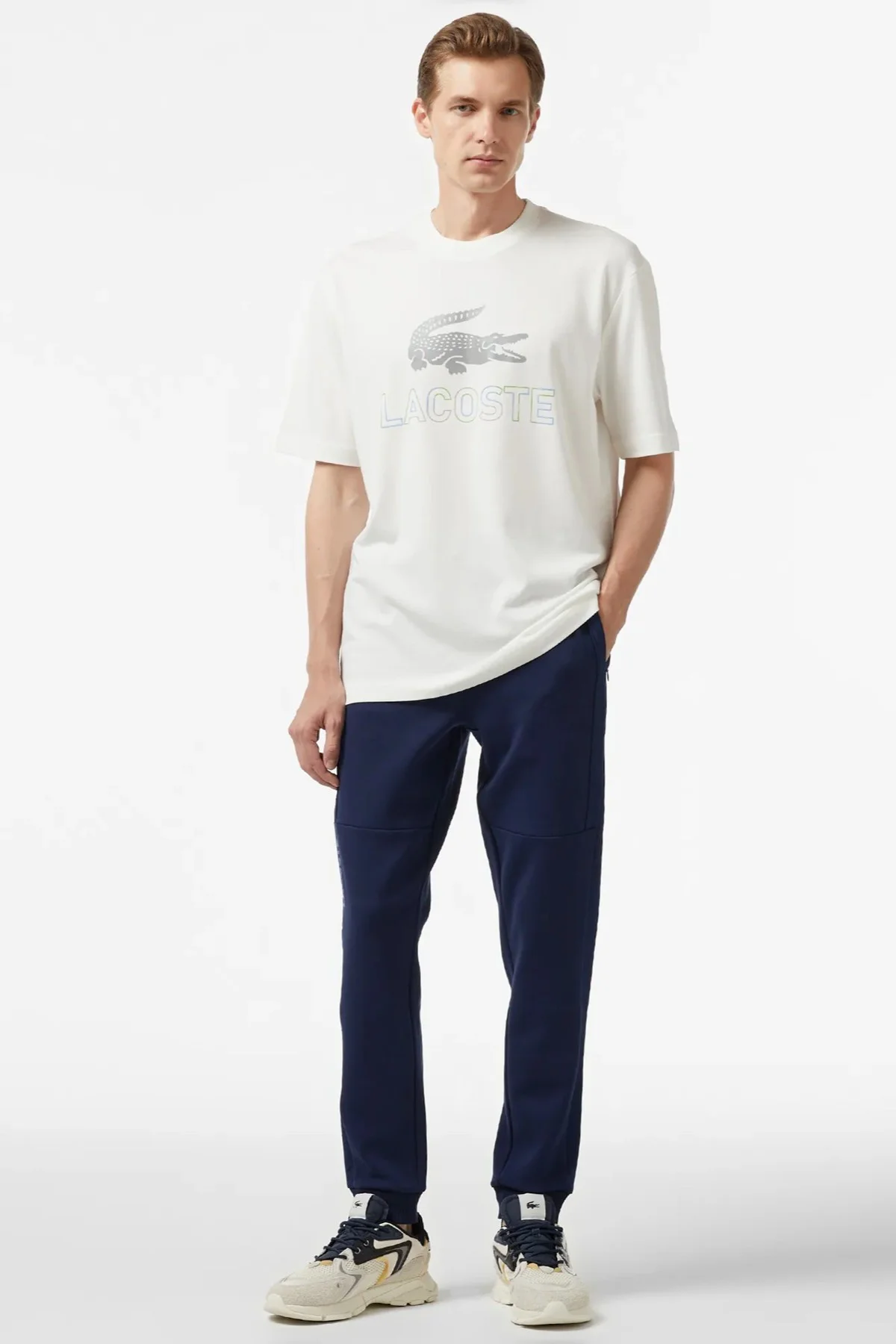 Lacoste Men's Loose Fit Tshirt Pamuklu Geniş Kalıp Reflektörlü Bisiklet Yaka Baskılı Erkek Tişört Krem Fiyatı, Yorumları ve Özellikleri