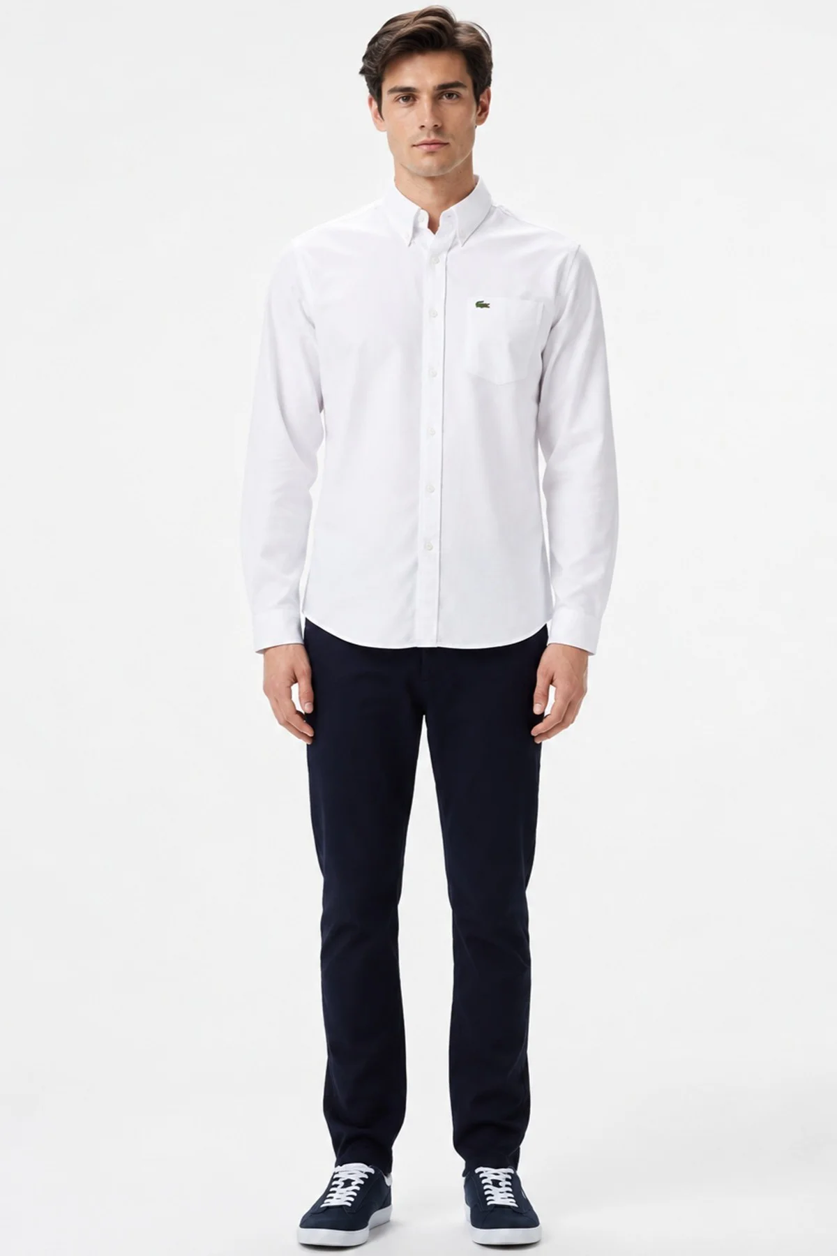 Lacoste Mens Regular Fit White Shirt Standart Kesim Organik Pamuk Erkek Gömlek Beyaz