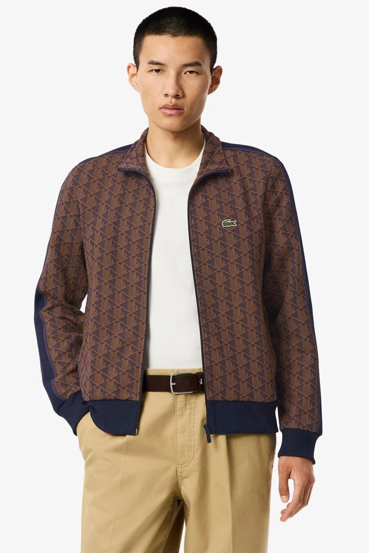 Lacoste Men's Regular Fit Zip Up Monogram Sweatshirt Erkek Tam Fermuarlı Logolu Sweatshirt Kahverengi Fiyatı, Yorumları ve Özellikleri