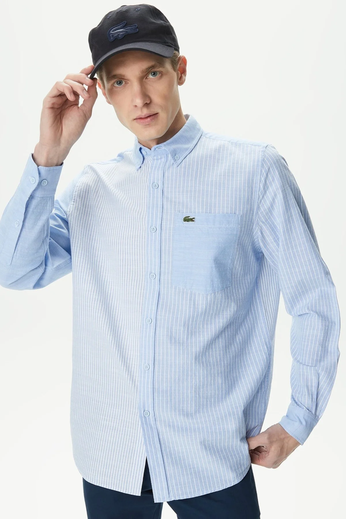 Lacoste Men's Regular Fit Button-Down Collar Linen Shirt Blue Erkek Düğmeli Yaka Keten Çizgili Gömlek Mavi Fiyatı, Yorumları ve Özellikleri