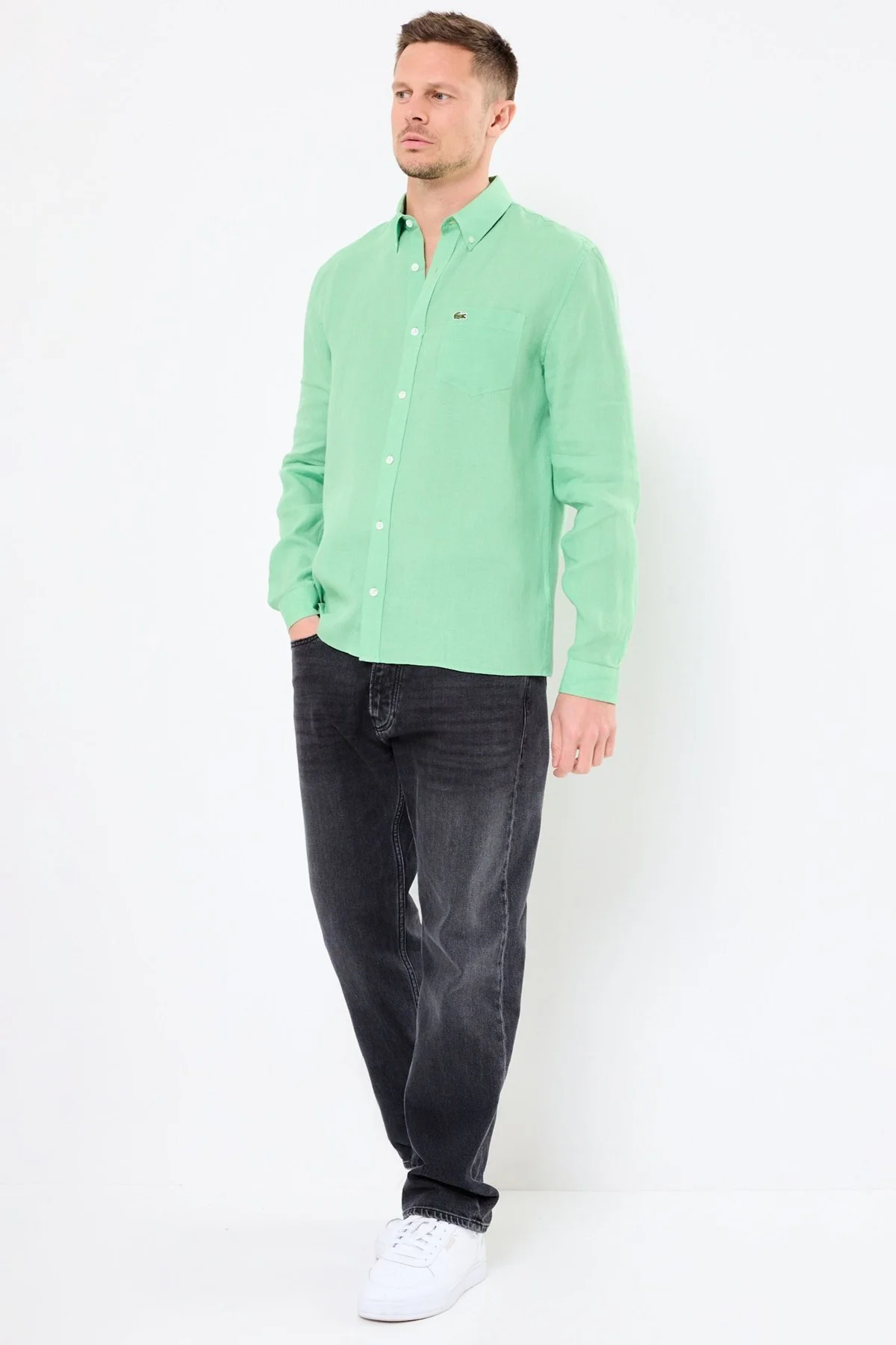 Lacoste Men's Regular Fit Button-Down Collar Linen Shirt Erkek Düğmeli Yaka Keten Gömlek Yeşil Fiyatı, Yorumları ve Özellikleri