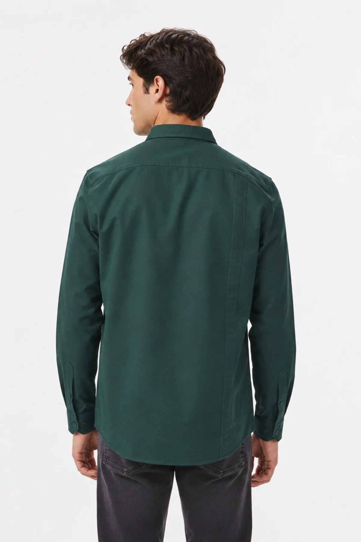 Lacoste Men's Regular Fit Button-Down Collar Linen Shirt Yellow Erkek Düğmeli Yaka Pamuklu Gömlek Yeşil