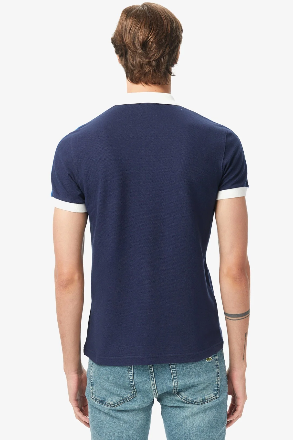 Lacoste Men's Regular Fit Zippered Polo T-shirt Erkek Fermuarlı Polo Yaka Renk Bloklu Tişört Lacivert