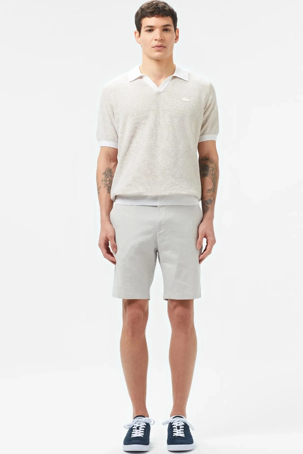 Lacoste Men's Regular Fit Black Bermuda Shorts Erkek Keten Pamuk Bermuda Şort Siyah