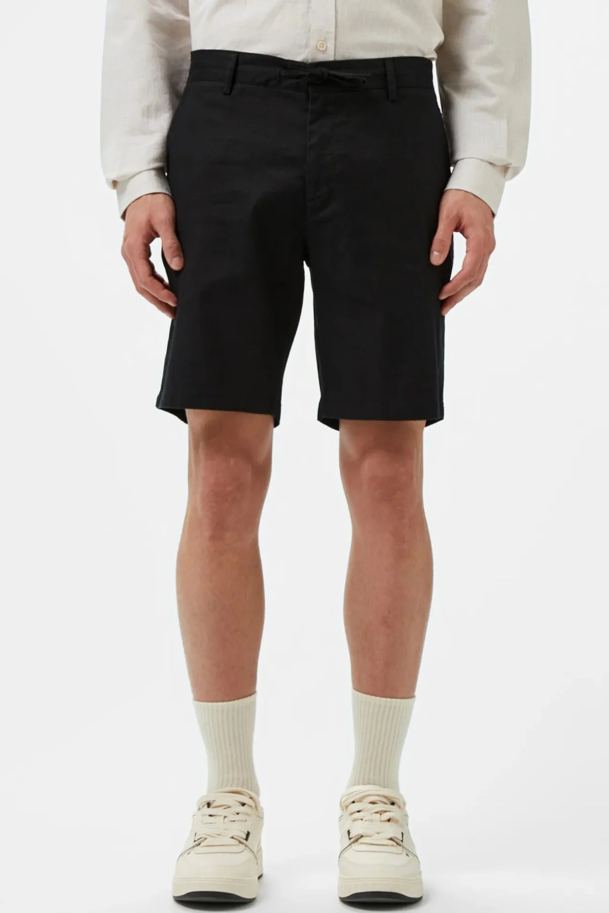 Lacoste Men's Regular Fit Black Bermuda Shorts Erkek Keten Pamuk Bermuda Şort Siyah