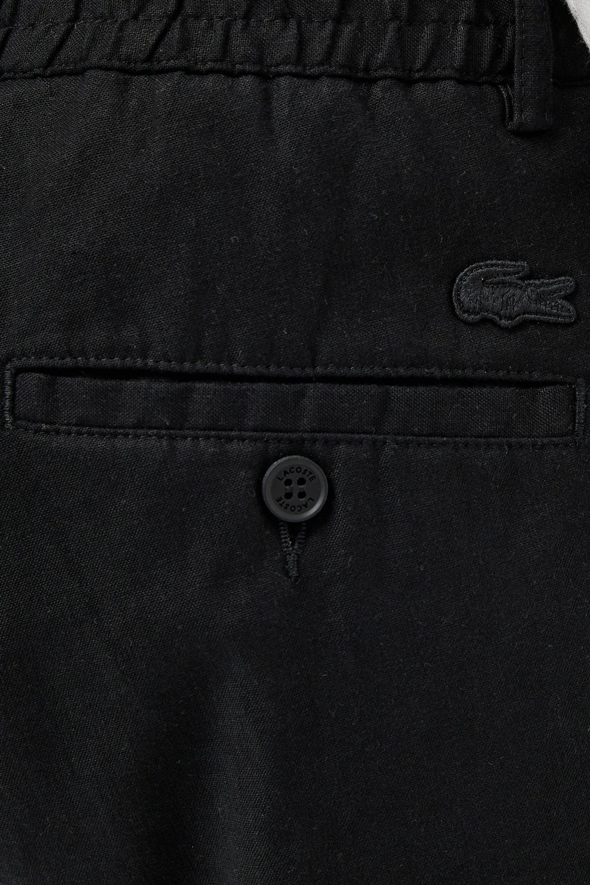 Lacoste Men's Regular Fit Black Bermuda Shorts Erkek Keten Pamuk Bermuda Şort Siyah