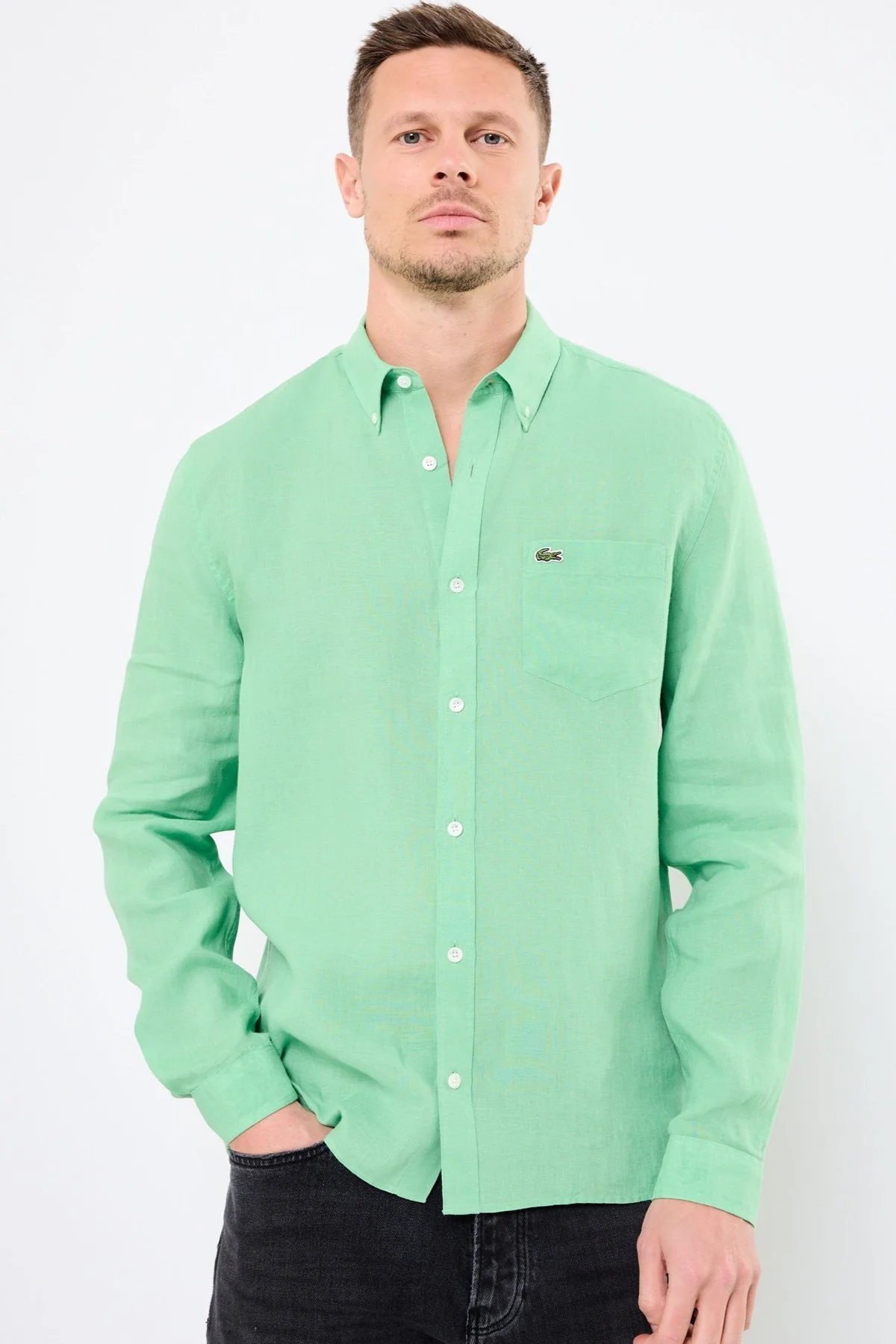 Lacoste Men's Regular Fit Button-Down Collar Linen Shirt Erkek Düğmeli Yaka Keten Gömlek Yeşil Fiyatı, Yorumları ve Özellikleri