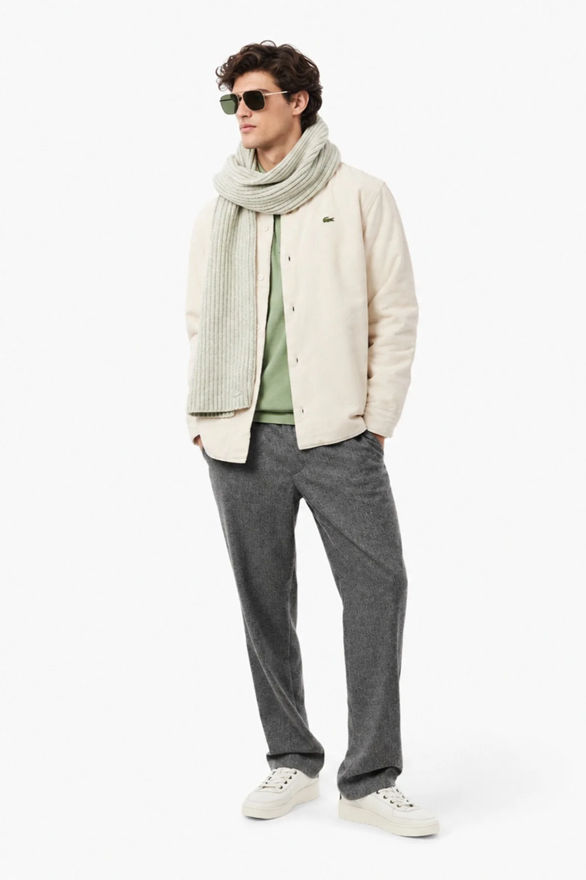 Lacoste Men's Relaxed Fit Button-Down Linen Shirt Rahat Kesim Kadife Erkek Dış Gömlek Krem Lacoste Men's Relaxed Fit Button-Down Linen Shirt Rahat Kesim Kadife Erkek Dış Gömlek Krem