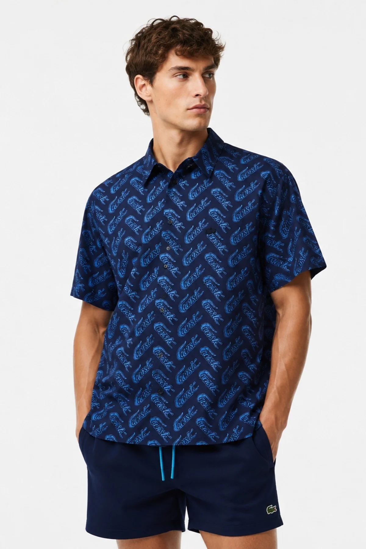 Lacoste Men's Relaxed Fit Navy Shirt Bol Kesim Erkek Kısa Kol Gömlek Lacivert Lacoste Men's Relaxed Fit Navy Shirt Bol Kesim Erkek Kısa Kol Gömlek Lacivert