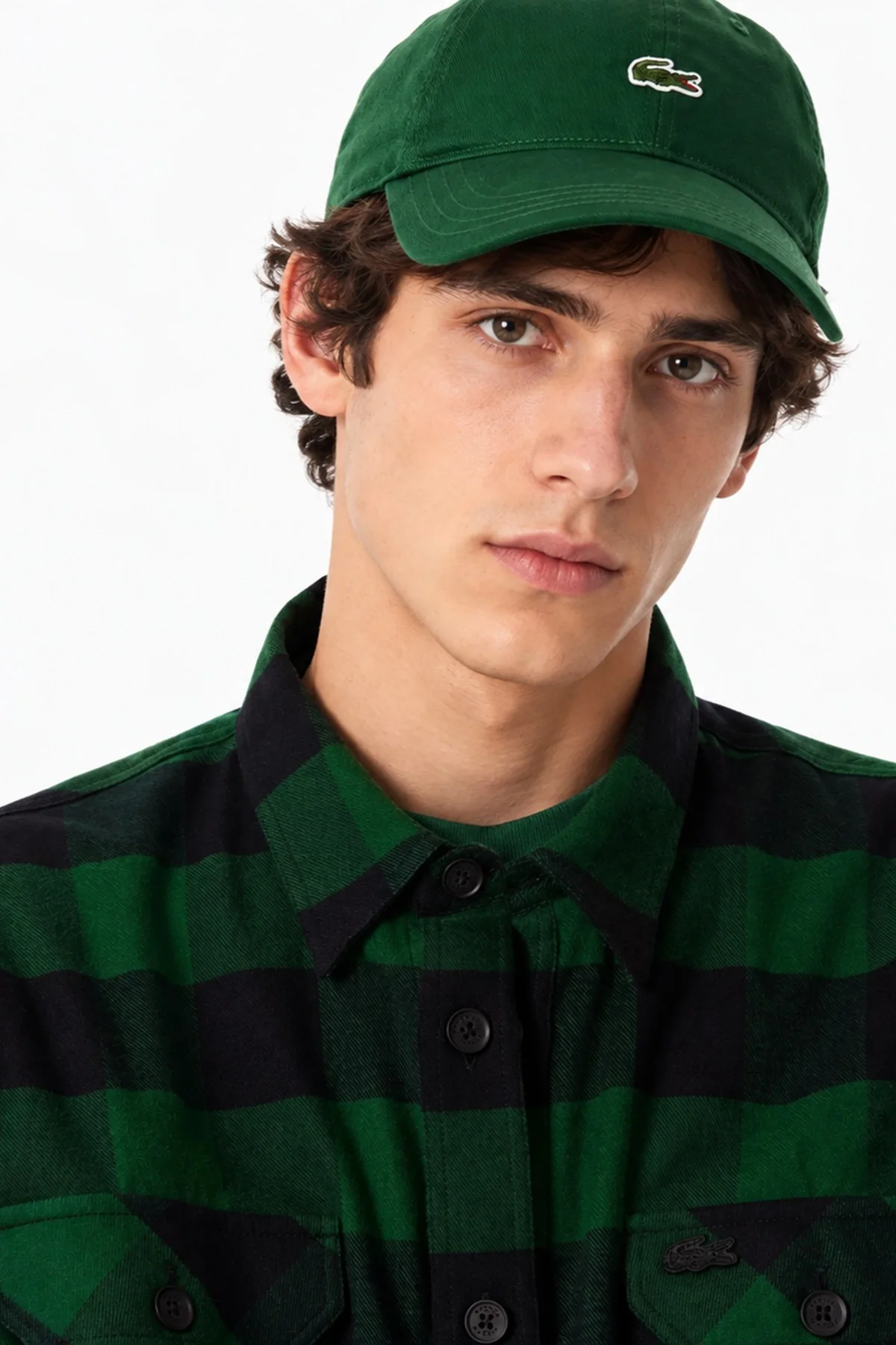 Lacoste Men's Relaxed Fit Button-Down Linen Shirt  Rahat Kesim Pamuklu Kareli Erkek Gömlek Yeşil