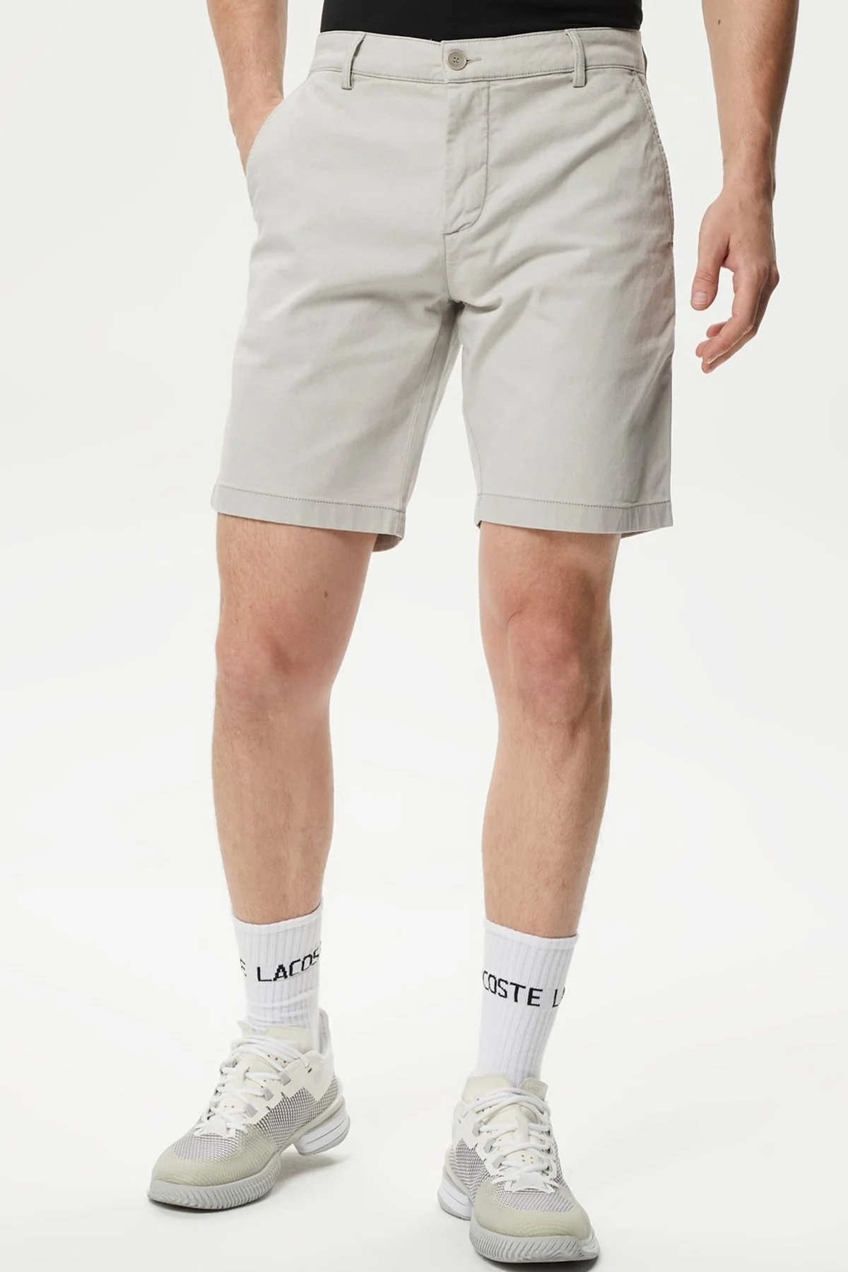 Lacoste Men's Slim Fit Organic Cotton Grey Bermuda Shorts Erkek Dar Kesim Organik Pamuk Bermuda Şort Gri