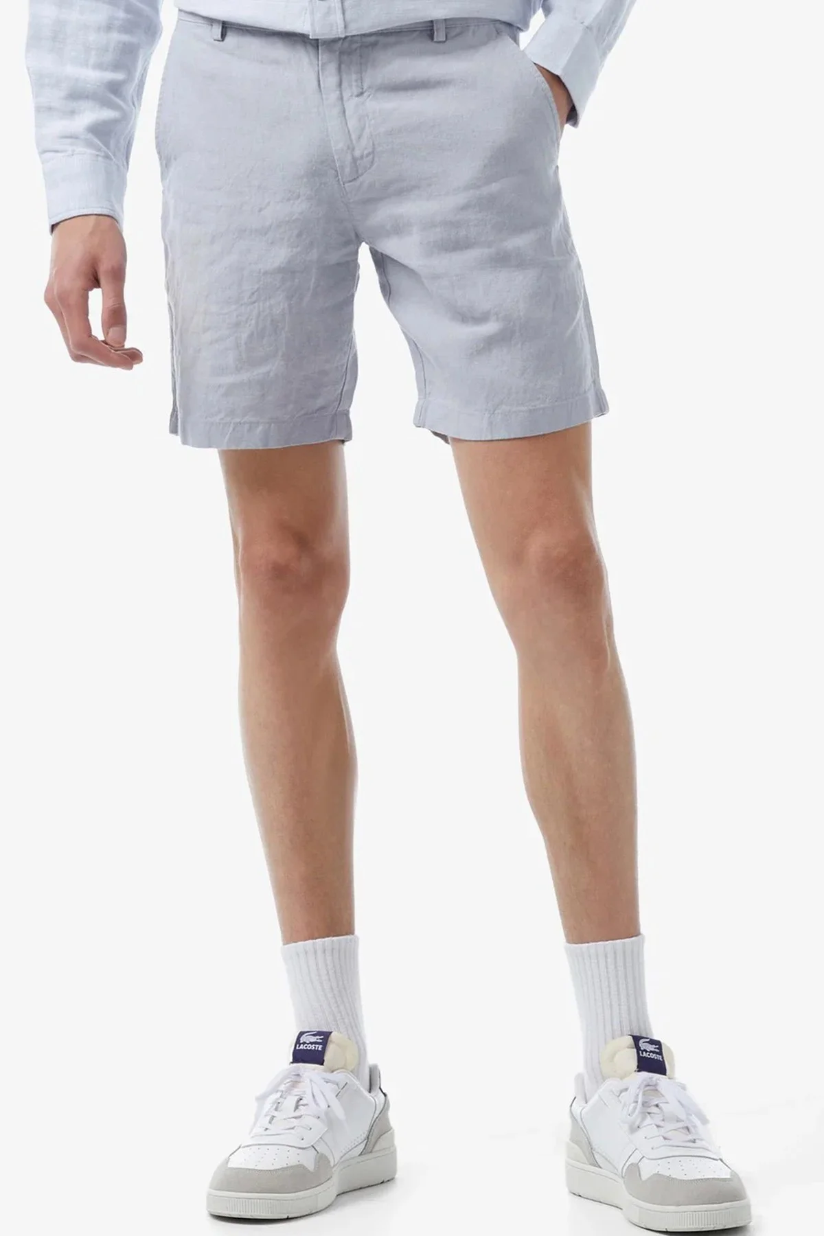 Lacoste Men's Slim Fit Linen Bermuda Shorts Beige Erkek Dar Kesim Keten Şort Bej