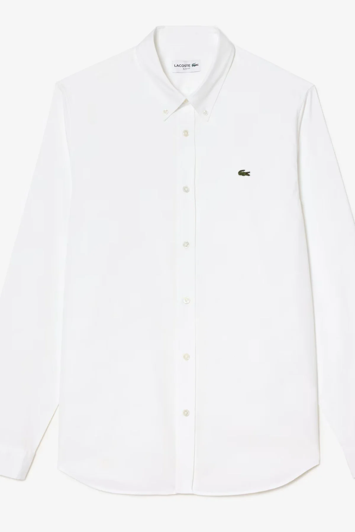Lacoste Mens Slim Fit White Cotton Shirt Dar Kesim Pamuklu Erkek Gömlek Beyaz
