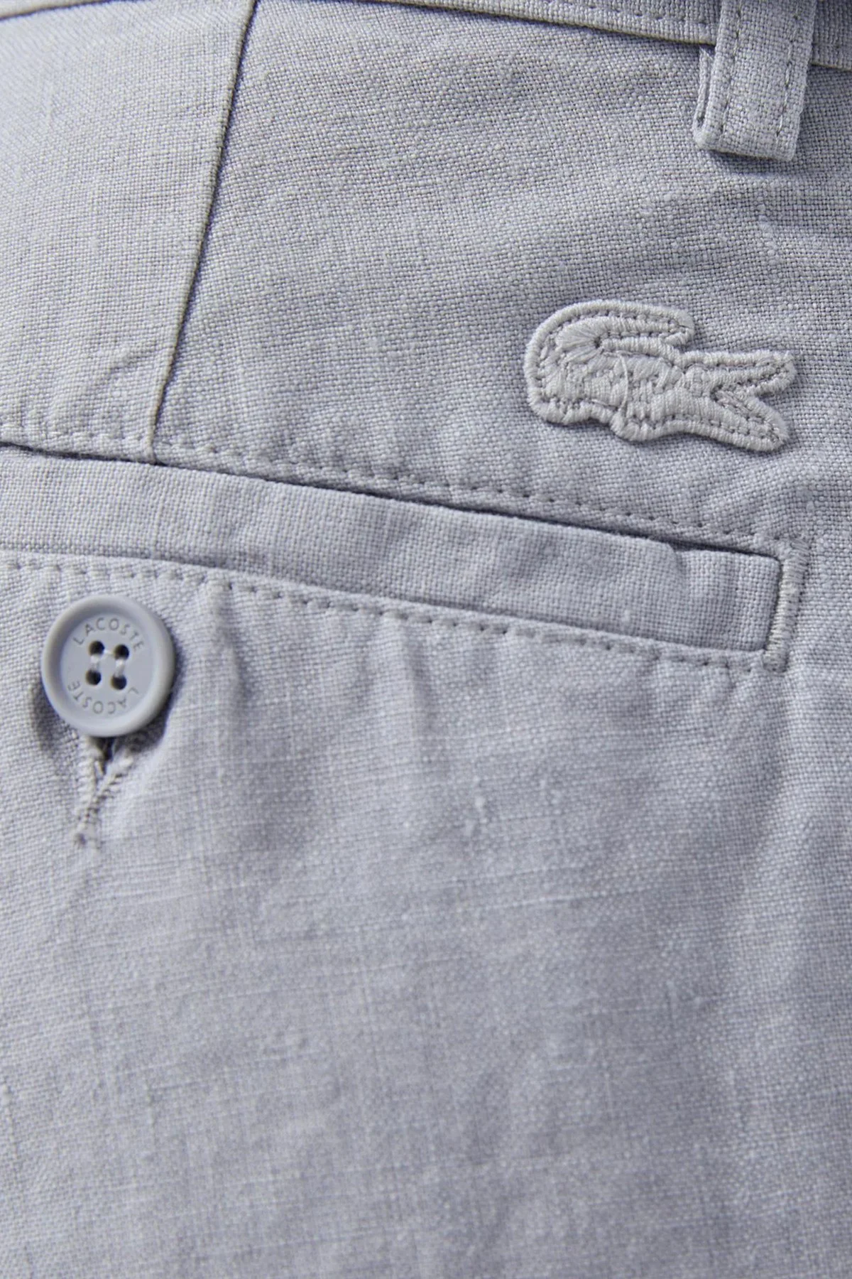 Lacoste Men's Slim Fit Linen Bermuda Shorts Beige Erkek Dar Kesim Keten Şort Bej