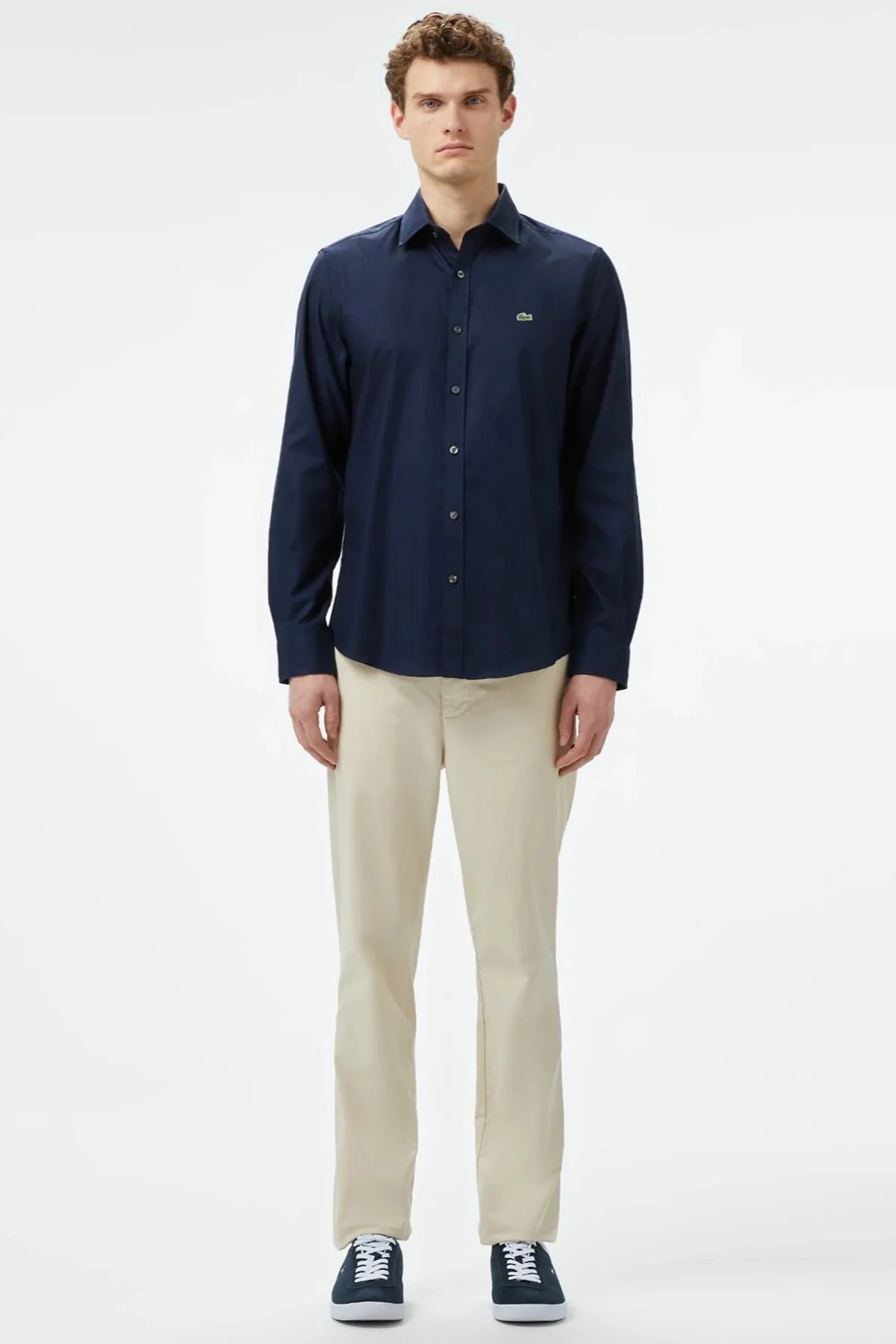 Lacoste Men's Slim Fit Button-Down Collar Linen Shirt Erkek Düğmeli Yaka Pamuklu Gömlek Lacivert Fiyatı, Yorumları ve Özellikleri