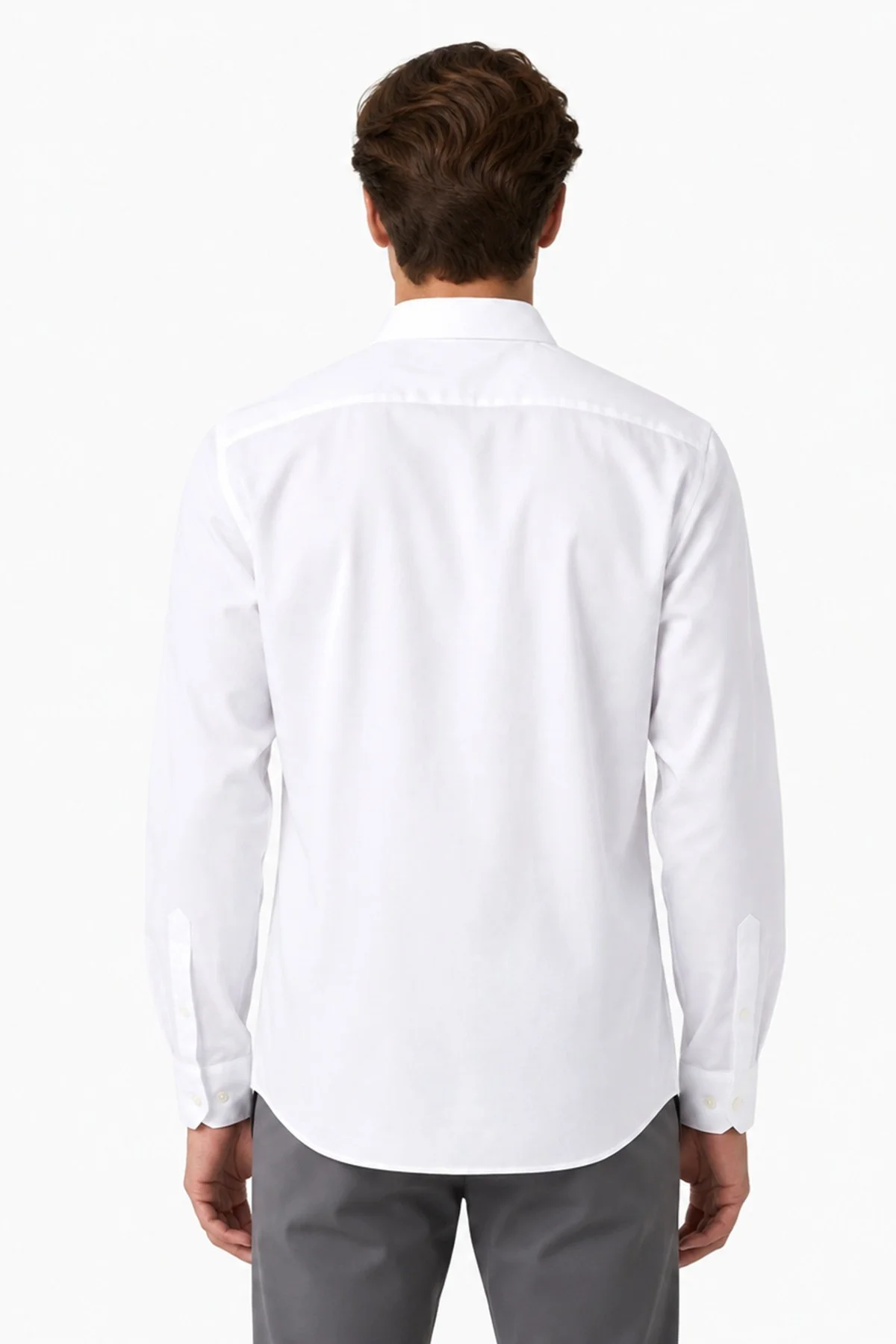 Lacoste Mens Slim Fit White Cotton Shirt Dar Kesim Pamuklu Erkek Gömlek Beyaz