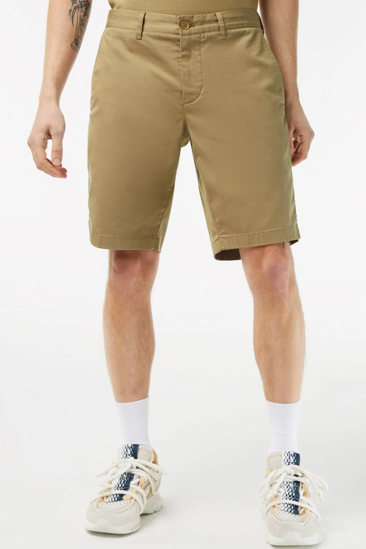 Lacoste Men's Slim Fit Organic Cotton Bermuda Shorts Erkek Dar Kesim Pamuk Bermuda Şort Bej