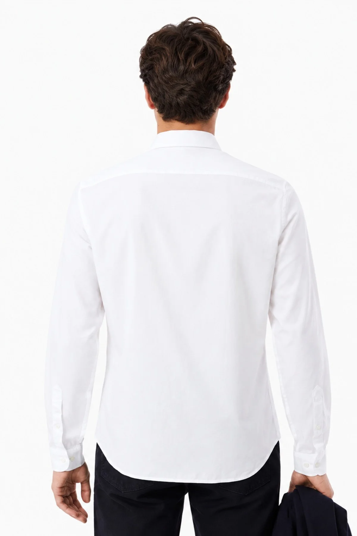 Lacoste Mens Slim Fit White Cotton Shirt Dar Kesim Pamuklu Erkek Gömlek Beyaz
