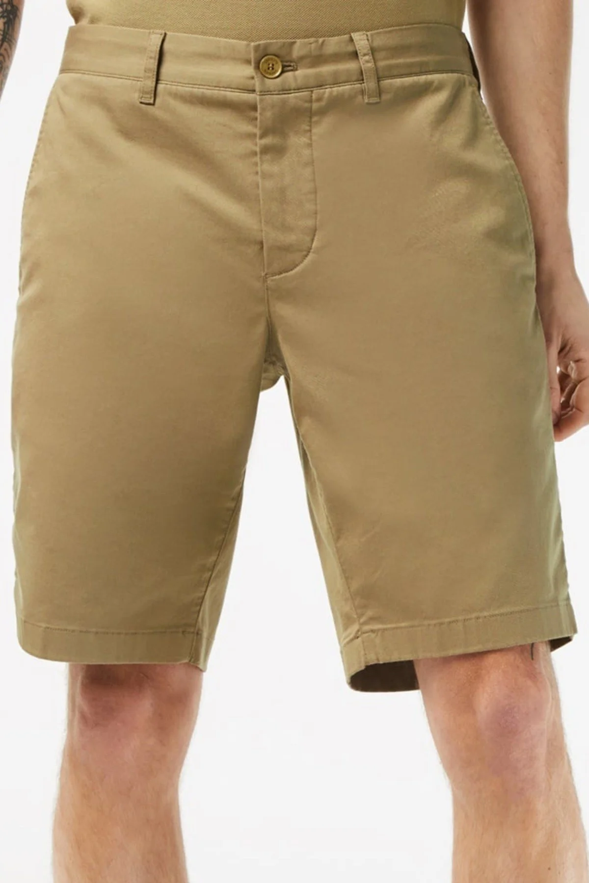 Lacoste Men's Slim Fit Organic Cotton Bermuda Shorts Erkek Dar Kesim Pamuk Bermuda Şort Bej