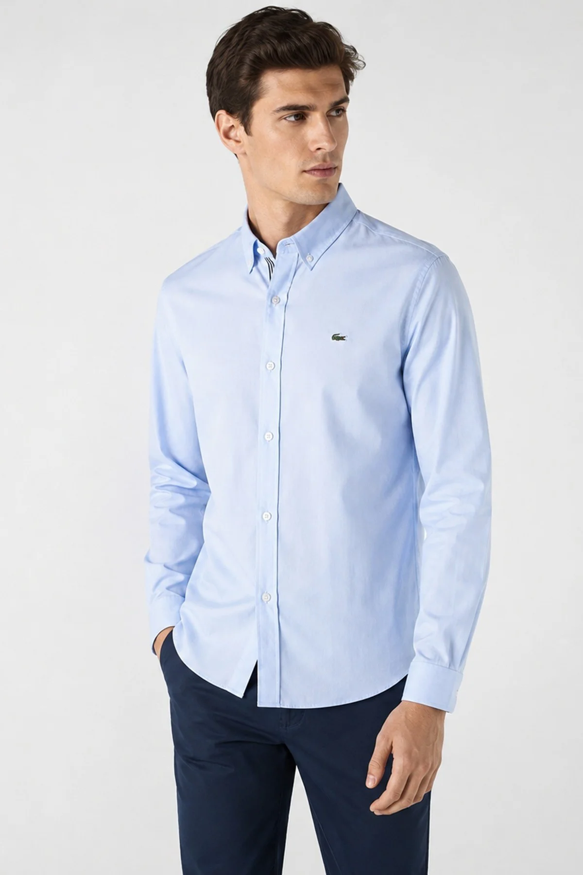 Lacoste Men's Slim Fit Blue Shirt Slim Fit Pamuklu Erkek Gömlek Mavi Lacoste Men's Slim Fit Blue Shirt Slim Fit Pamuklu Erkek Gömlek Mavi