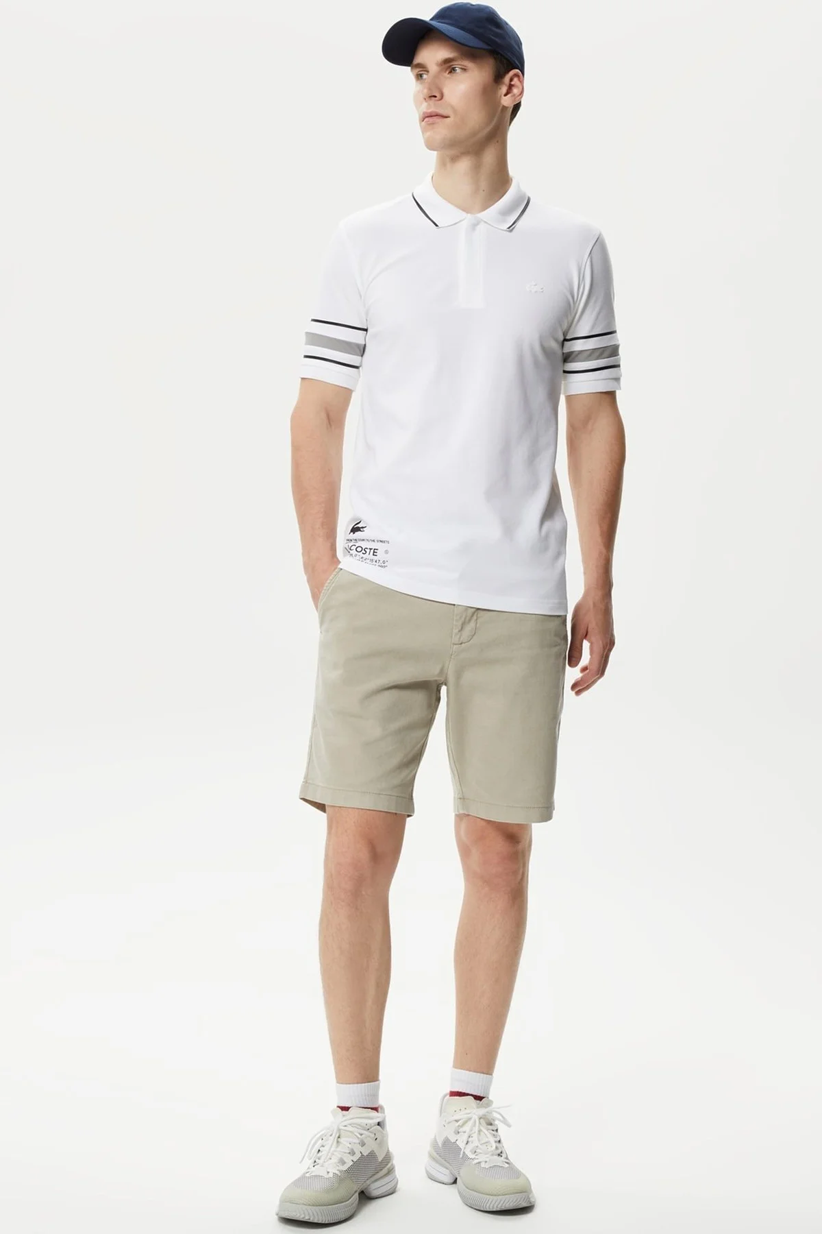 Lacoste Men's Slim Fit Organic Cotton Grey Bermuda Shorts Erkek Dar Kesim Organik Pamuk Bermuda Şort Gri