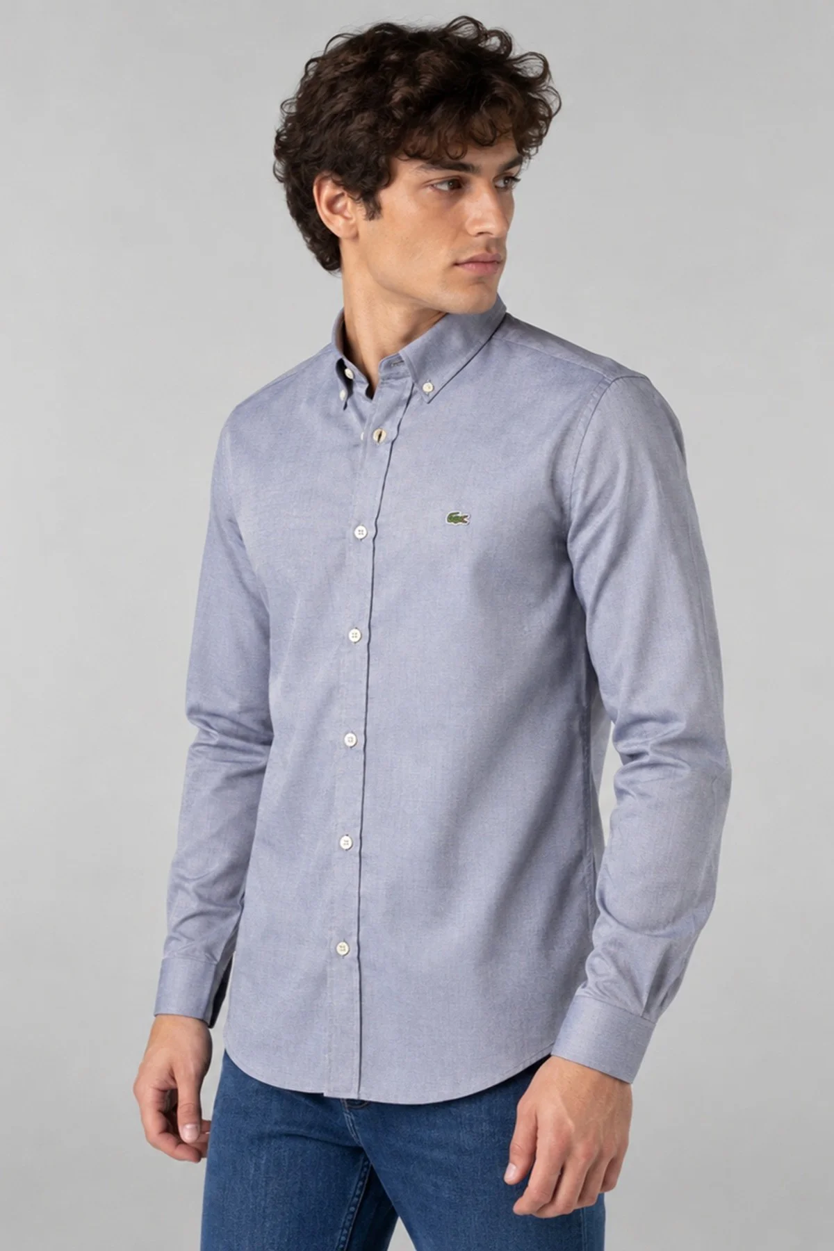 Lacoste Mens Slim Fit Gray Cotton Shirt Dar Kesim Pamuklu Erkek Gömlek Gri Lacoste Mens Slim Fit Gray Cotton Shirt Dar Kesim Pamuklu Erkek Gömlek Gri