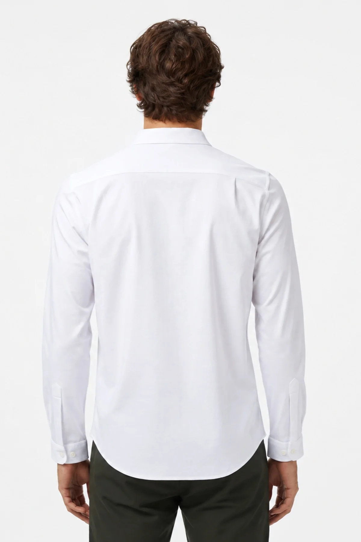 Lacoste Mens Slim Fit White Cotton Shirt Dar Kesim Pamuklu Erkek Gömlek Beyaz