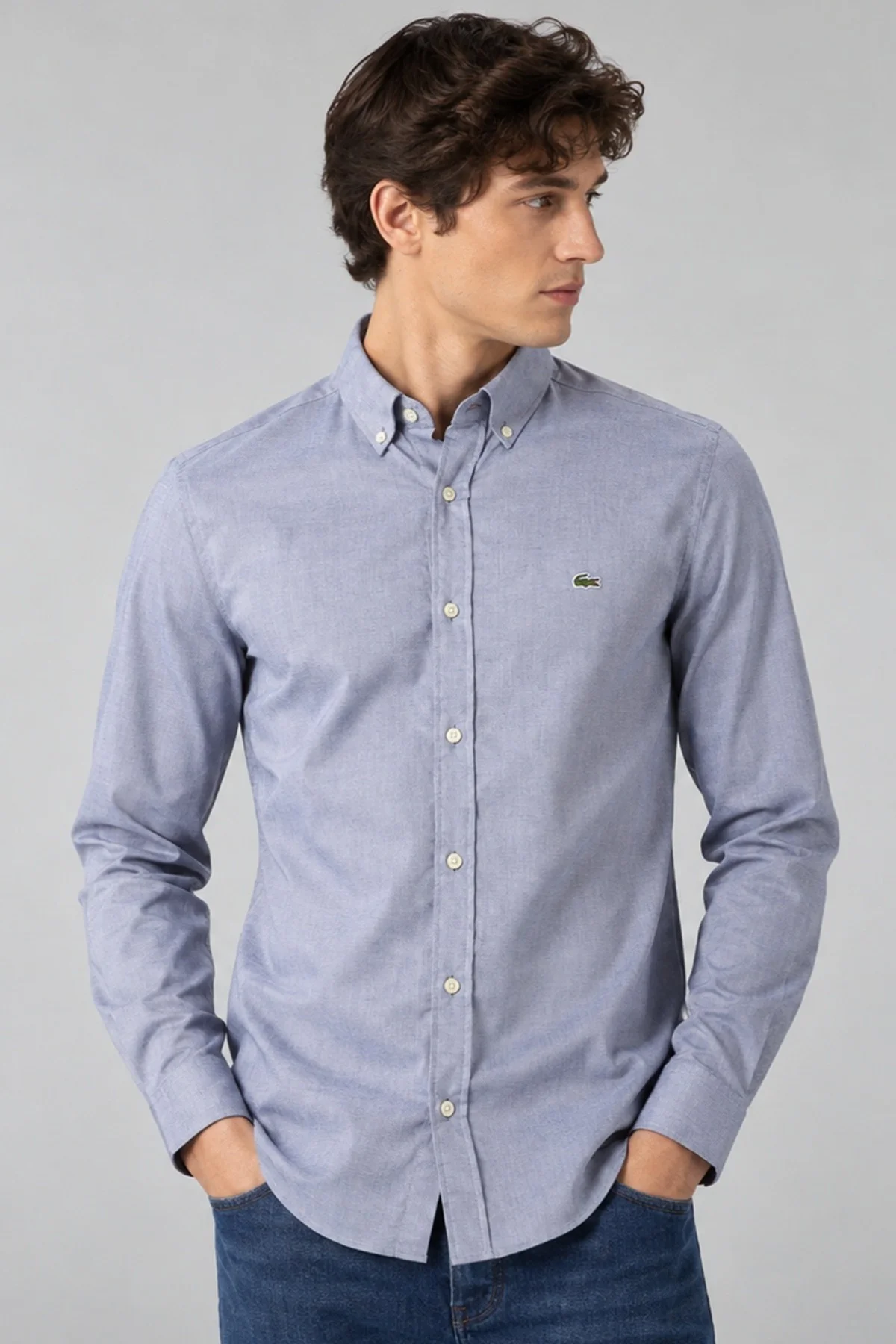 Lacoste Mens Slim Fit Gray Cotton Shirt Dar Kesim Pamuklu Erkek Gömlek Gri Lacoste Mens Slim Fit Gray Cotton Shirt Dar Kesim Pamuklu Erkek Gömlek Gri