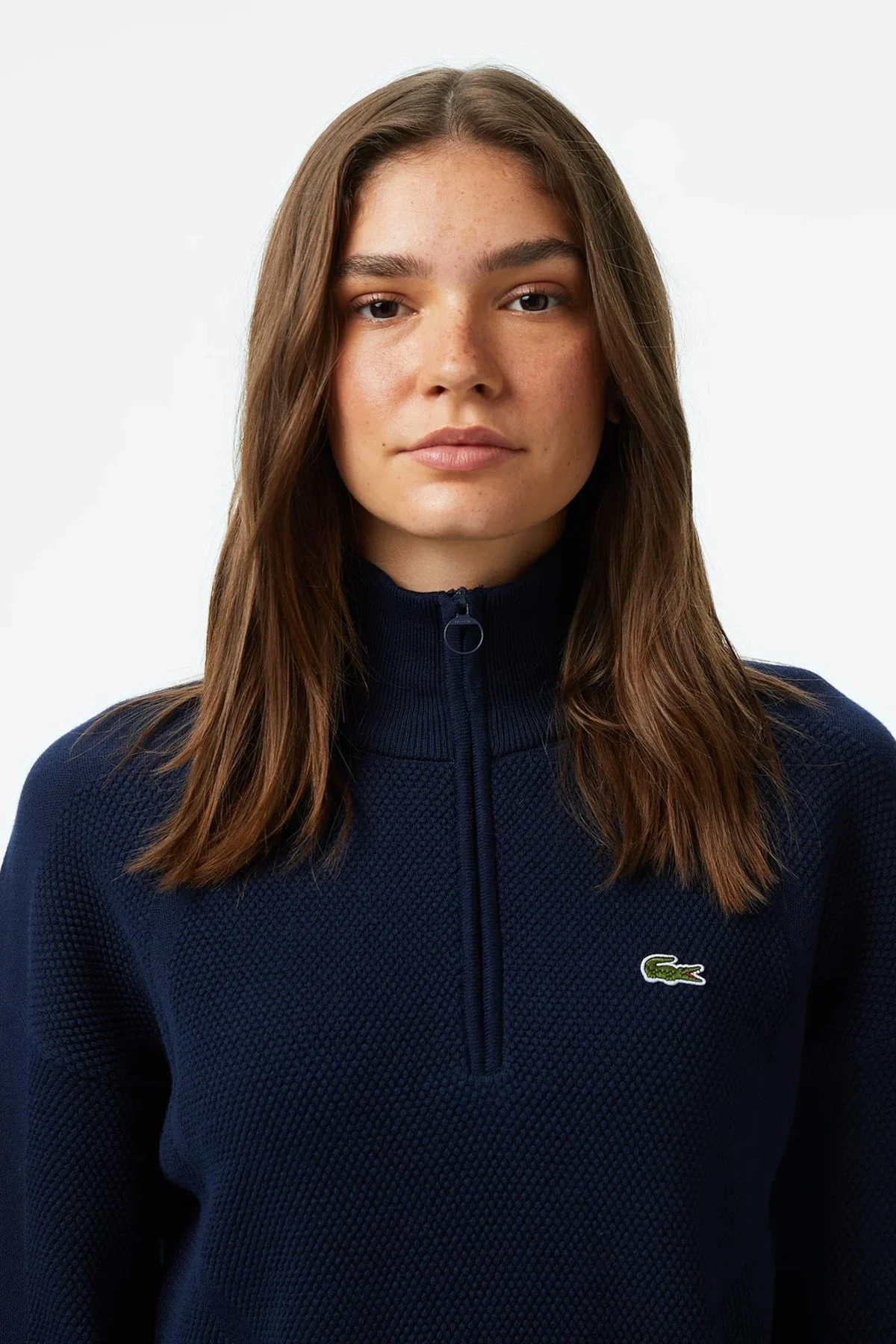 Lacoste Relaxed Fit Uzun Kollu Yarım Fermuarlı Kadın Triko Kazak Lacivert Fiyatı, Yorumları ve Özellikleri